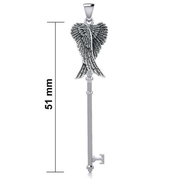 Angel Wings Spiritual Enchantment Key Silver Pendant TPD5710 - Jewelry